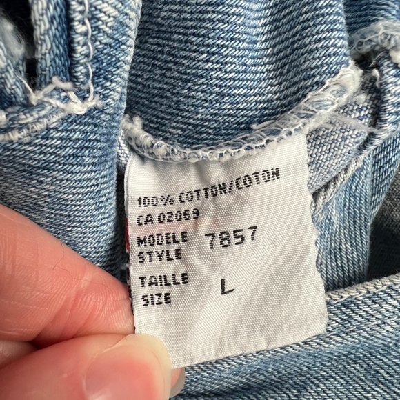 Vintage Oversized Rigid Denim High Rise Straight Leg Jean Romper Overall Shorts - Picture 8 of 10